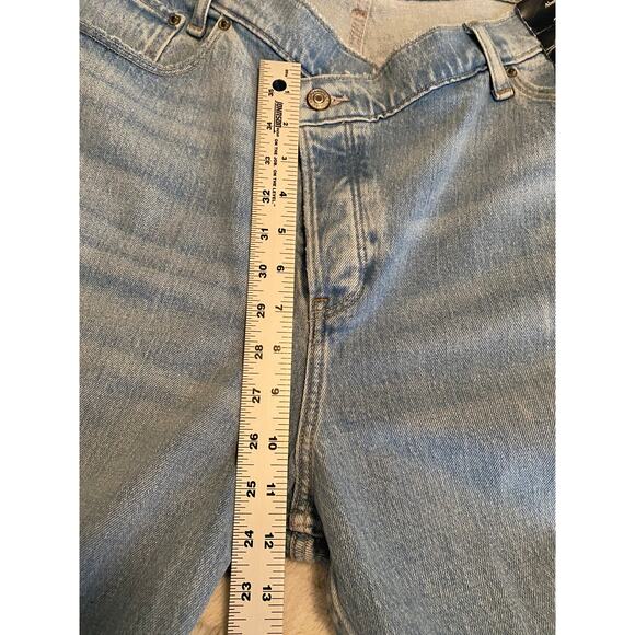 NWT ABERCROMBIE JEANS 33 CURVE LOVE CRISS CROSS DAD HIGH RISE BUTTON FLY BLUE - Picture 15 of 16
